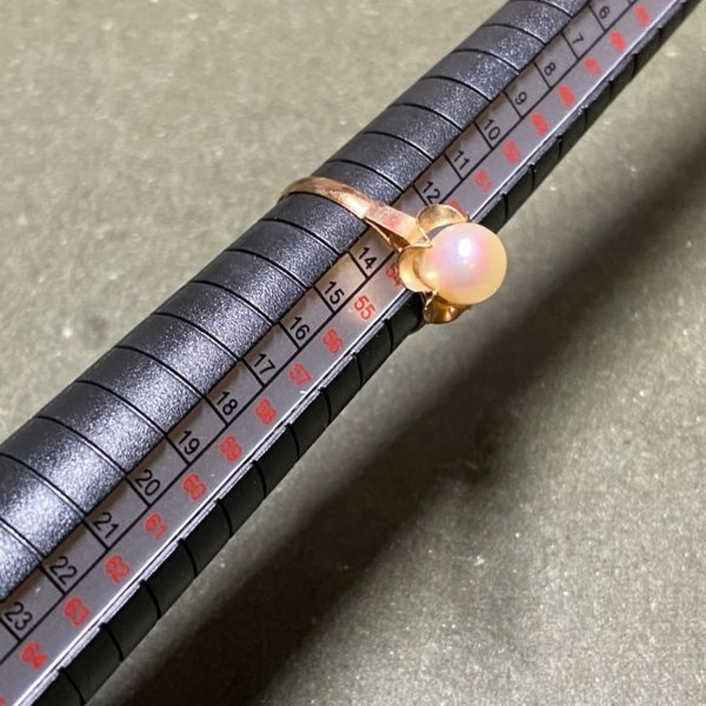 18k gold Solitaire Natural Pearl Ring sz 7